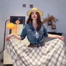 批发美式短袖牛仔外套女春夏季新款设计感配腰带甜酷短上衣