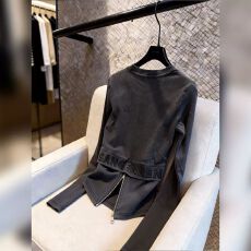批发气质灰色上衣圆领小众设计高级感温柔风减龄女装2026春季新款小众