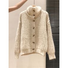 批发翻领针织长袖开衫毛衣女牛角扣秋冬季新款加厚外套内搭打底衫上衣