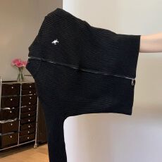 批发欧货潮时髦毛衣女半高领独特超好看秋<b class='q'>冬</b>季双拉链针织开衫上衣外套