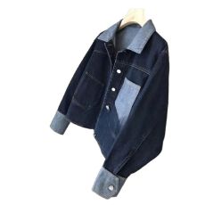 批发小众个性水洗撞色翻领<b class='q'>牛仔</b><b class='q'>外套女</b>