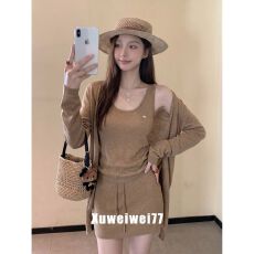 批发针织开衫<b class='q'>吊带</b><b class='q'>背心</b>半身裙三件套女2026秋季慵懒松弛小个子毛织套装