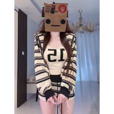 批发套装女2026秋季纯欲辣妹条纹针织开衫外套吊带背心高腰短裤三件套