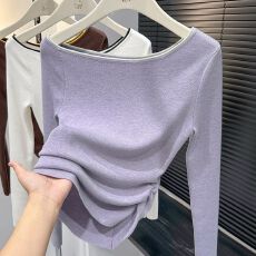 批发2026秋冬新款女装<b class='q'>韩版</b>修身显瘦内搭针织衫纯色气质打底衫毛衣上衣