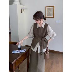 批发韩系小香风马甲套装裙<b class='q'>女</b>春装2026新款设计感复古衬衫<b class='q'>半身裙</b>三件套