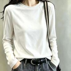 批发圆领长袖T恤女2026秋冬新款螺纹德绒韩版修身简约内搭<b class='q'>打底衫</b>上衣