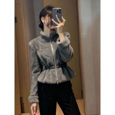 批发灰色毛绒外套女2026新款秋冬超好看独特漂亮时髦洋气高端收腰上衣