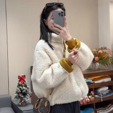 批发韩系立领仿羊羔毛皮毛一体短款外套2026秋冬新款宽松显瘦减龄上衣