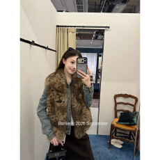 批发秋冬新款豹纹毛毛马甲女<b class='q'>立领</b>仿皮草背心宽松显瘦网红叠穿外搭上衣