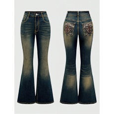 批发【跨境爆款】 微辣 刺绣 <b class='q'>牛仔裤</b>弹力<b class='q'>修身</b> 女装<b class='q'>牛仔裤</b>