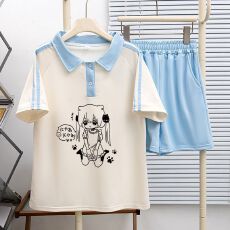 批发<b class='q'>女</b><b class='q'>童</b>夏装短裤套装2026<b class='q'>中大</b>童新款洋气POLO领短袖运动短裤两件套