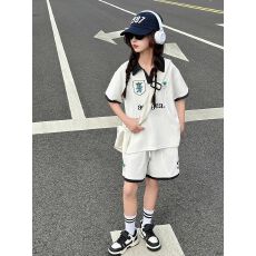 批发<b class='q'>女</b><b class='q'>童</b>夏装套装2026新款<b class='q'>中大</b>童休闲运动短裤儿童POLO衫短袖两件套潮
