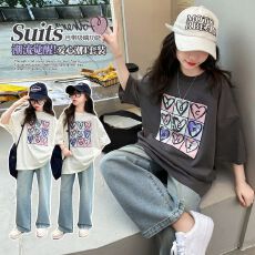 批发两件套<b class='q'>女</b><b class='q'>童</b><b class='q'>夏装</b><b class='q'>套装</b><b class='q'>女</b><b class='q'>大</b><b class='q'>童</b>休闲儿<b class='q'>童</b>装阔腿裤<b class='q'>牛仔裤</b>夏季短袖T恤