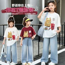 批发两件套<b class='q'>女</b><b class='q'>童</b><b class='q'>夏装</b><b class='q'>套装</b><b class='q'>女</b><b class='q'>大</b><b class='q'>童</b>休闲儿<b class='q'>童</b>装阔腿裤<b class='q'>牛仔裤</b>夏季短袖T恤