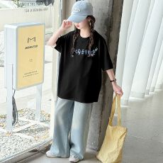 批发两件套<b class='q'>女童</b>夏<b class='q'>装</b>套装女大童休闲儿童装阔腿裤牛仔裤夏季短袖T恤