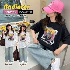 批发两件套<b class='q'>女童</b>夏<b class='q'>装</b>套装女大童休闲儿童装阔腿裤牛仔裤夏季短袖T恤