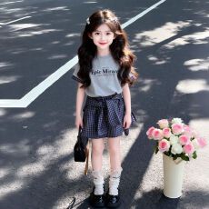 批发<b class='q'>女童</b>夏<b class='q'>季</b>韩系套装短袖超好看夏装儿童短裙时尚洋气时髦<b class='q'>裙子</b>童装潮