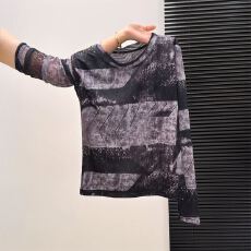 批发实拍<b class='q'>大码</b>女装春季双层新款时尚复古拼色长袖T恤宽松显瘦气质上衣