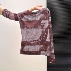 批发实拍<b class='q'>大码</b>女装春季双层新款时尚复古拼色长袖T恤宽松显瘦气质上衣