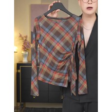 批发官拍大码女装高级感春夏双层<b class='q'>网纱</b>长袖t恤新款打底衫绑带<b class='q'>上衣</b>防晒