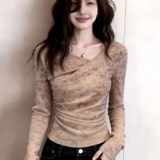 批发官拍大码女装夏季新款修身双层网纱T恤轻熟气质百搭V领防晒上衣女