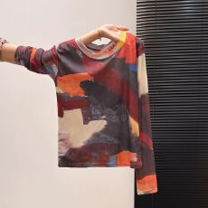 批发实拍大码<b class='q'>女装</b>韩版<b class='q'>时尚</b>设计感扎染防晒双层网纱T恤新款别致上衣