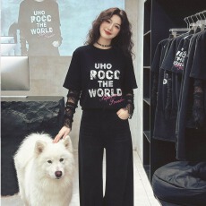 批发官拍大码女装夏季独特漂亮上衣高级小众不撞款减龄洋气黑色假两件