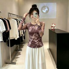 批发官拍<b class='q'>大码</b>女装时尚款薄款防晒衣女印花长袖高级感复古双层网纱上衣