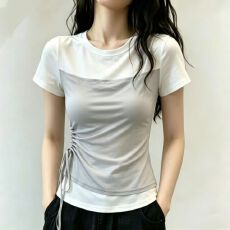 批发官拍<b class='q'>大码</b>女装网纱拼接正肩短袖T恤女夏季胖独特小衫假两件上衣
