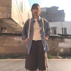 批发<b class='q'>韩版</b>个性复古格子长袖<b class='q'>衬衫</b>上衣