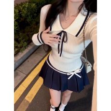 批发韩版个性复古polo<b class='q'>长袖</b>针织上衣