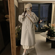 批发实拍呢子大衣外套女秋冬高级赫本风中长款韩系复古温柔学生小个子