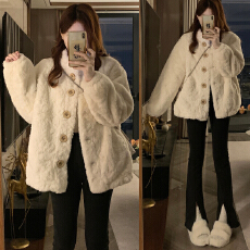 批发实拍高级感小香风外套女冬新款奶fufu环保羊羔绒皮草毛茸保暖上衣