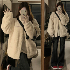 批发实拍秋冬新款羊羔绒外套男立领宽松休闲情侣羊羔毛女棉服棉衣