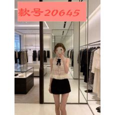 批发6/ss 贝拉衣橱 jor*a 多层细闪<b class='q'>欧根纱</b>丝绒蝴蝶结无袖<b class='q'>上衣</b>+半裙女