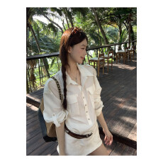批发官图实价<b class='q'>白色</b>衬衫夏季防晒女款2026新款小资别致上衣长袖设计感