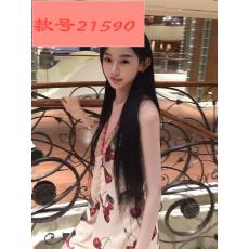 批发法式甜美v领印花露背挂脖连衣<b class='q'>裤</b>女夏季度假风修身显瘦高腰a字短<b class='q'>裤</b>
