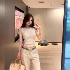 批发老钱风卡其色针织工字背心女夏季外穿内搭<b class='q'>修身</b>短款<b class='q'>打底衫</b>无袖上衣