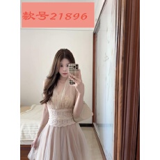 批发法式纯欲风挂脖连衣裙女夏季蕾丝收腰网纱蓬蓬裙小个子仙女短裙子
