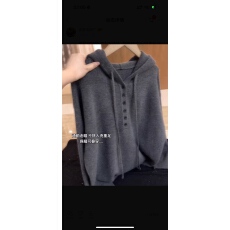 批发韩系灰色连帽针织衫<b class='q'>卫衣</b>女新款时尚通勤保暖百搭宽松毛衣