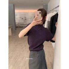 批发2026新款春季打底简约针织<b class='q'>高领</b>针织衫肩袖毛衣百搭短袖上衣