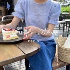 批发韩系泡泡袖针织衫短袖上衣女2026夏季新短款小香风甜美小个子毛衣