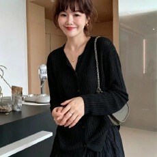 批发2026新款韩版女性夏季宽松V领编织薄开襟衫缕空针织衫<b class='q'>欧美</b><b class='q'>外套</b>