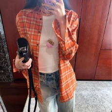 批发美式复古格子<b class='q'>衬衫</b>外套女2026春季<b class='q'>衬衣</b>外搭开衫休闲宽松长袖