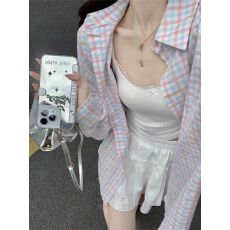 批发[] 防晒衬衫外套女<b class='q'>春</b>秋2026新款法式上衣设计感小众韩系格子