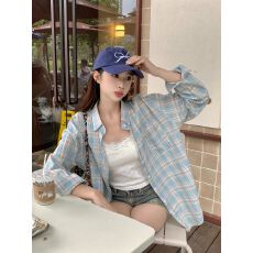 批发[] 韩系风格子衬衫女2026<b class='q'>春</b>夏新款小众设计感衬衣宽松开衫外