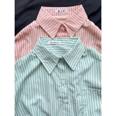 批发[] 条纹<b class='q'>衬衫</b>开衫外套外搭女春季新款长袖薄荷曼波设计感百搭