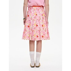 批发法式<b class='q'>复古</b>多巴胺撞色花卉百褶半身裙女春夏季设计感宽松显瘦中长裙