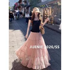 批发法式甜美气质波点半身裙女装2026早春新款高腰显瘦A字大摆<b class='q'>长裙</b>子