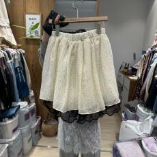 批发2026夏季新款波点雪纺撞色拼接<b class='q'>蕾丝</b>半身裙裤韩版宽松阔腿裤短裤女